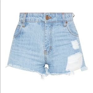 PRETTYLITTLETHING Tall Distressed Denim Shorts